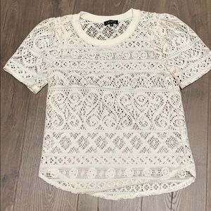 Puff Sleeve Lace Overlay Top